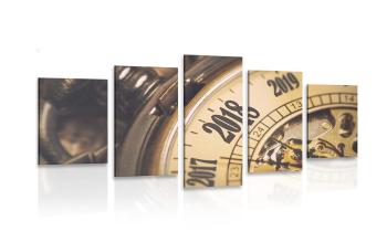 5-częściowy obraz zegarek kieszonkowy w stylu vintage - 100x50