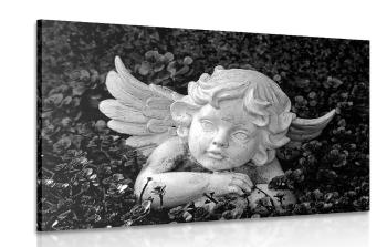 Obraz leżący aniołek w wersji czarno-białej