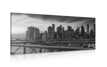Obraz gwarne wielkie miasto w wersji czarno-białej - 100x50