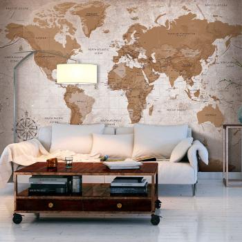 Tapeta samoprzylepna mapa w odcieniach brązu - Oriental Travels - 245x175