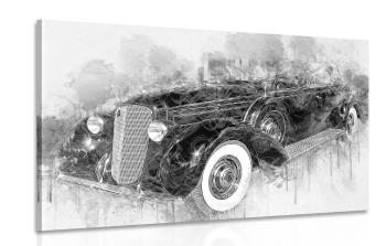 Obraz historyczny samochód retro w wersji czarno-białej - 60x40