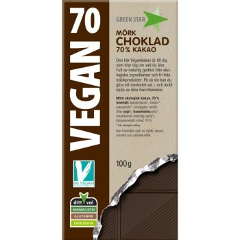 Green Star Vegan Dark Chocolate 70% gorzka czekolada w jakości BIO 100 g