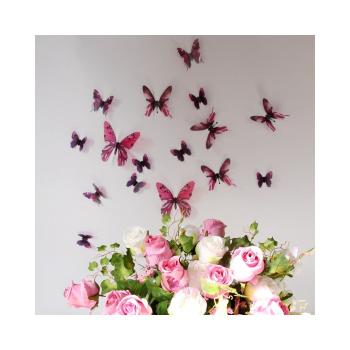 Zestaw 18 różowych adhezyjnych naklejek 3D Ambiance Butterflies