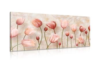 Obraz stare różowe tulipany - 120x60