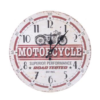 Zegar ścienny Motocykl - biały, czerwony - Rozmiar 35 x 35 x 5 cm