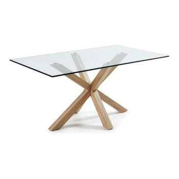 Szklany stół do jadalni z naturalną konstrukcją Kave Home, 160 x 90 cm