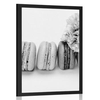Plakat smaczne makaroniki w czarno-białym kolorze - 60x90 white