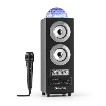 Auna DiscoStar Silver, przenośny głośnik Bluetooth 2.1, USB, SD, akumulator, LED, mikrofon