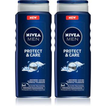 Nivea Men Protect & Care żel pod prysznic do twarzy, ciała i włosów 2 x 500 ml (wygodne opakowanie)