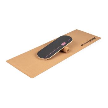 BoarderKING Indoorboard Classic, deska do balansowania, trickboard, z matą i wałkiem, drewno/korek