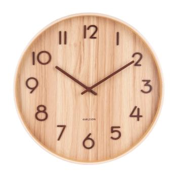 Jasnobrązowy zegar ścienny z drewna lipy Karlsson Pure Medium, ø 40 cm