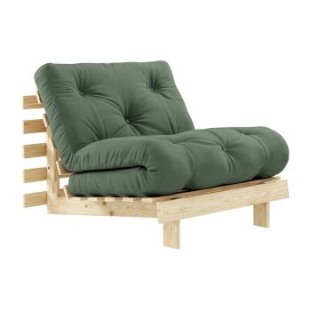 Fotel rozkładany z zielonym pokryciem Karup Design Roots Raw/Olive Green