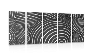 5-częściowy obraz czarno-białe koraliki - 100x50