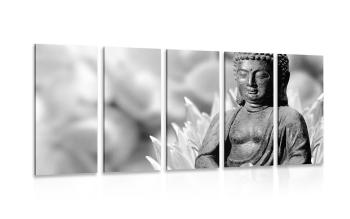 5-częściowy obraz spokojny Budda w wersji czarno-białej