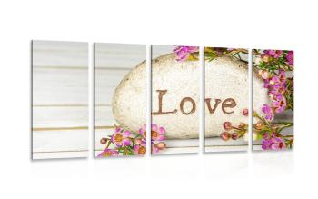 5-częściowy obraz z napisem na kamieniu Love - 100x50