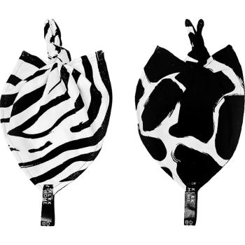 KLRK Home Wild B&W Zebra&Giraffe kocyk do przytulania z węzełkiem 26x26 cm 2 szt.