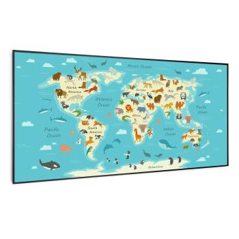 Klarstein Wonderwall Air Art Smart, panel grzewczy na podczerwień, mapa ze zwierzętami, 120 x 60 cm, 700 W