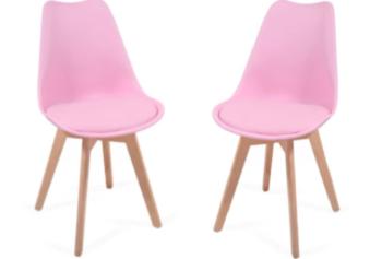 MIADOMODO Zestaw krzeseł do jadalni, różowy, 2 sztuki