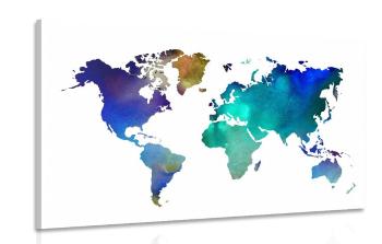 Obraz kolorowa mapa świata akwarela - 90x60