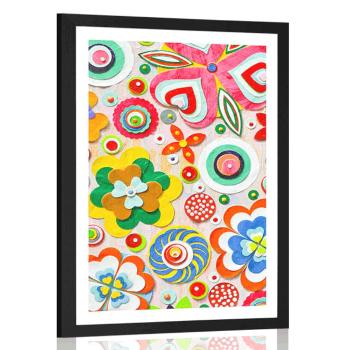 Plakat abstrakcja kwiatów - 30x45 black