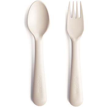 Mushie Fork and Spoon Set sztućce Ivory 2 szt.
