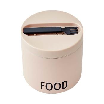 Beżowy pojemnik termiczny z łyżką Design Letters Food, wys. 11,4 cm
