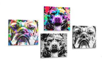 Zestaw obrazów psy w stylu pop art