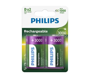 Philips R20B2A300/10 - 2 szt. Bateria ładowalna D MULTILIFE NiMH/1,2V/3000 mAh
