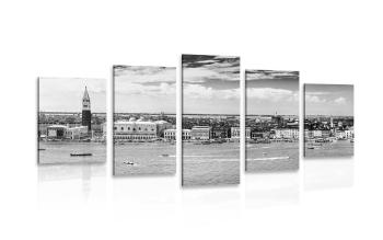 5-częściowy obraz widok na Wenecję w wersji czarno-białej - 200x100