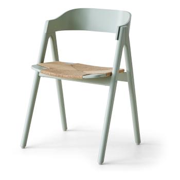 Jasnozielone krzesło z drewna bukowego z rattanowym siedziskiem Findahl by Hammel Mette