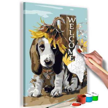 Obraz malowanie po numerach pies i sonecznik - Dog and Sunflowers - 40x60