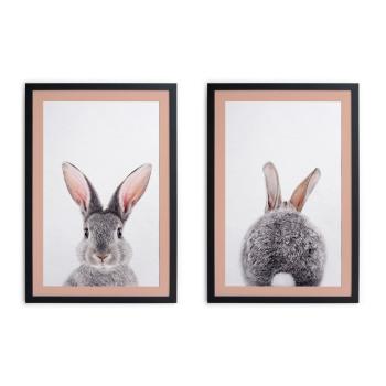Zestaw 2 obrazów w czarnej ramie Madre Selva Rabbit, 30x40 cm