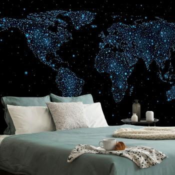 Samoprzylepna tapeta mapa świata z nocnym niebem - 300x200