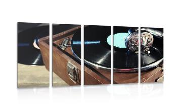 5-częściowy obraz gramofon z płytą winylową