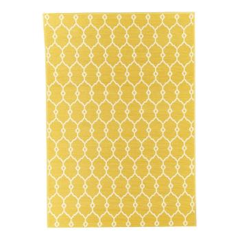 Żółty dywan odpowiedni na zewnątrz Floorita Trellis, 133x190 cm