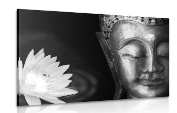 Obraz boski Budda w wersji czarno-białej