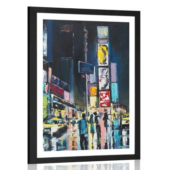 Plakat z passe-partout kolorowy Nowy York - 60x90 black