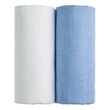 Zestaw 2 bawełnianych ręczników w białym i niebieskim kolorze T-TOMI Tetra, 90x100 cm