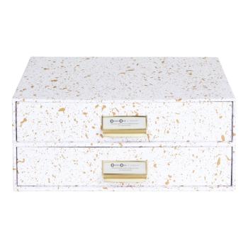 Organizer z 2 szufladkami w biało-złotym kolorze Bigso Box of Sweden Birger
