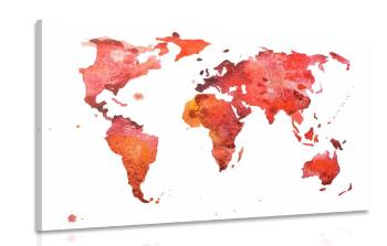 Obraz kontynenty w kolorze czerwonym