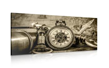 Obraz zegarek z przeszłości w sepii - 100x50