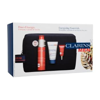 Clarins Men Energizing Essentials zestaw Żel do twarzy 50 ml + oczyszczający żel do twarzy 30 ml + krem pod oczy 3 ml + kosmetyczka dla mężczyzn