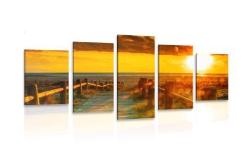 5-częściowy obraz piękny zachód słońca - 200x100