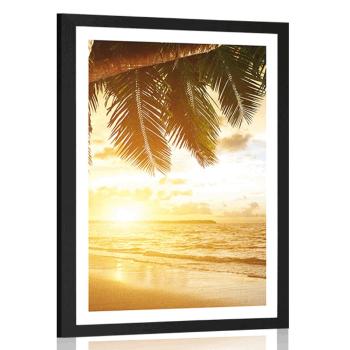 Plakat z passe-partout wschód słońca na karaibskiej plaży - 60x90 white
