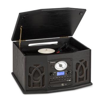 Auna NR-620 DAB, wieża stereo, gramofon, DAB+, odtwarzacz CD, drewno, kolor czarny
