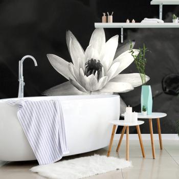 Samoprzylepna tapeta czarno-biała lilia wodna - 150x100