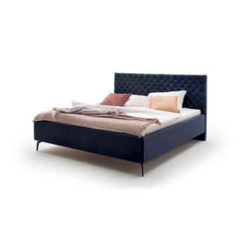 Ciemnoniebieskie łóżko podwójne z siatką i schowkiem Meise Möbel La Maison, 160 x 200 cm