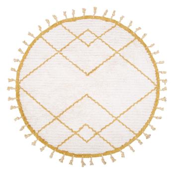 Biało-żółty dywan dziecięcy z bawełny wykonany ręcznie Nattiot Come, ø 120 cm