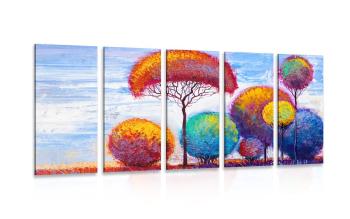 5-częściowy obraz jesienny las - 100x50