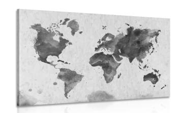 Obraz retro mapa świata w wersji czarno-białej